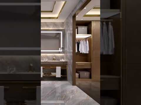 تصميم حمام مندمج معا غرفة ملابس 