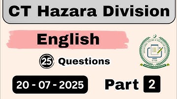 ETEA CT Test Hazara Division 20-07-2025 Part 2 | ETEA CT Test Hazara Division