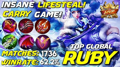 World Rank 1 Ruby Gameplay | Insane Lifesteal | Giveaway | Mobile Legends