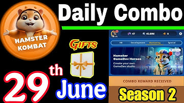 Hamster Kombat GameDev Heroes 🎮| 29 June Daily Combo 🧩 Season 2
