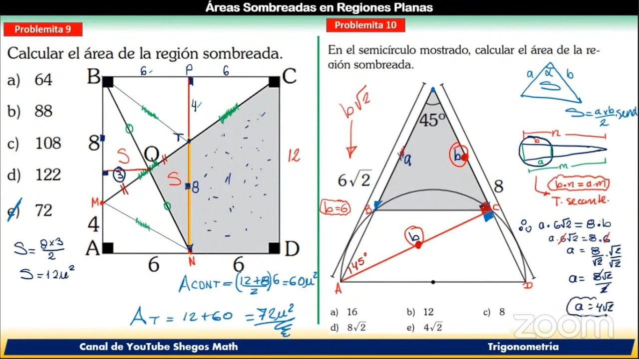 📐🤯FULL EJERCICIOS de ÁREAS SOMBREADAS en Regiones Triangulares - YouTube