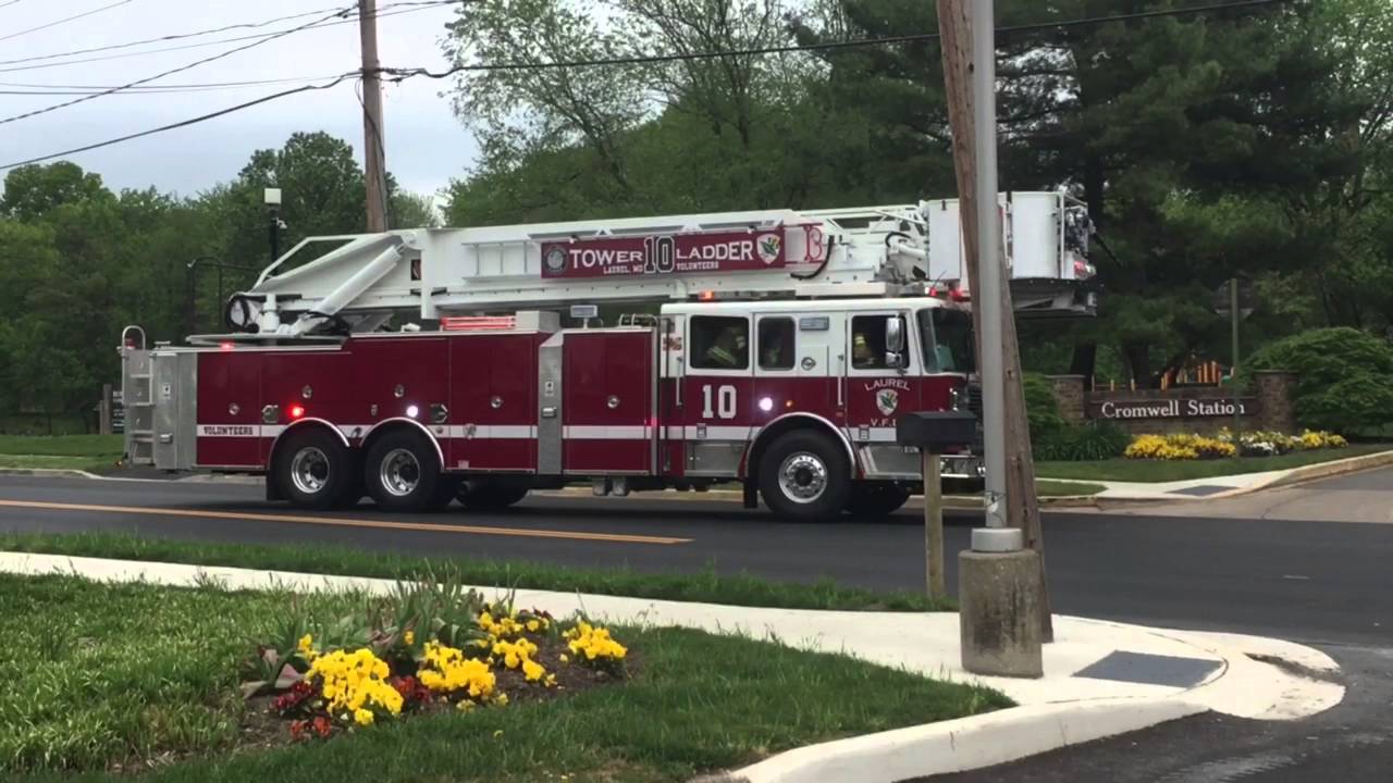 2016 PGFD Brand New Laurel Tower 810 Leaving Working TownHouse Fire
