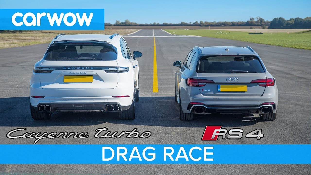 Porsche Cayenne Turbo vs Audi RS4 DRAG RACE - see which is quickest