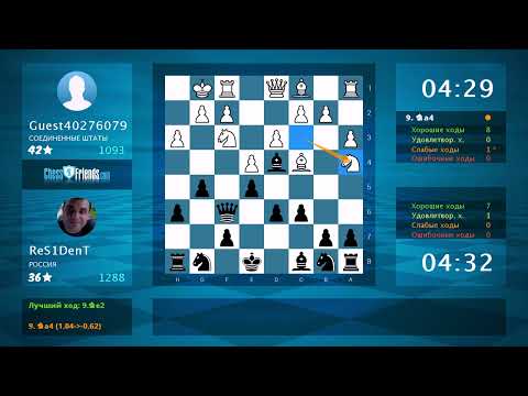 Видео: Анализ шахматной партии: Guest40276079 - ReS1DenT, 0-1 (по ChessFriends.com)