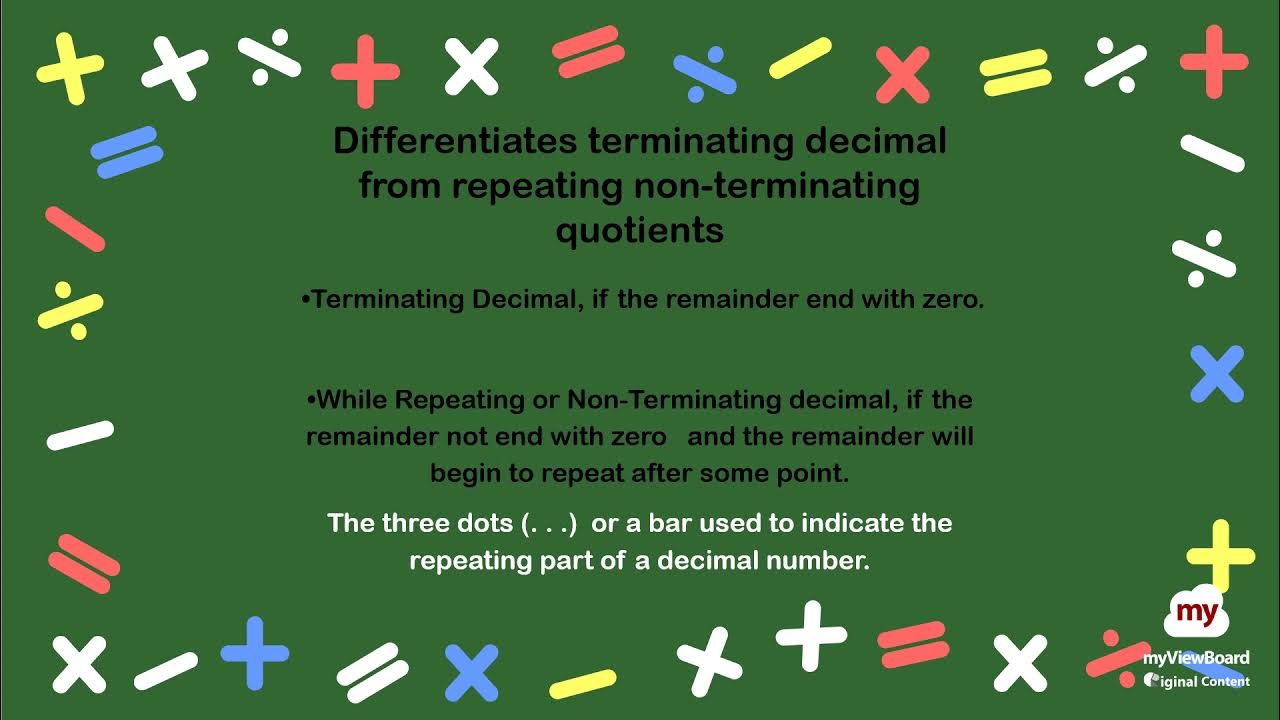 Terminating and Repeating Non Terminating Decimal Quotient - YouTube