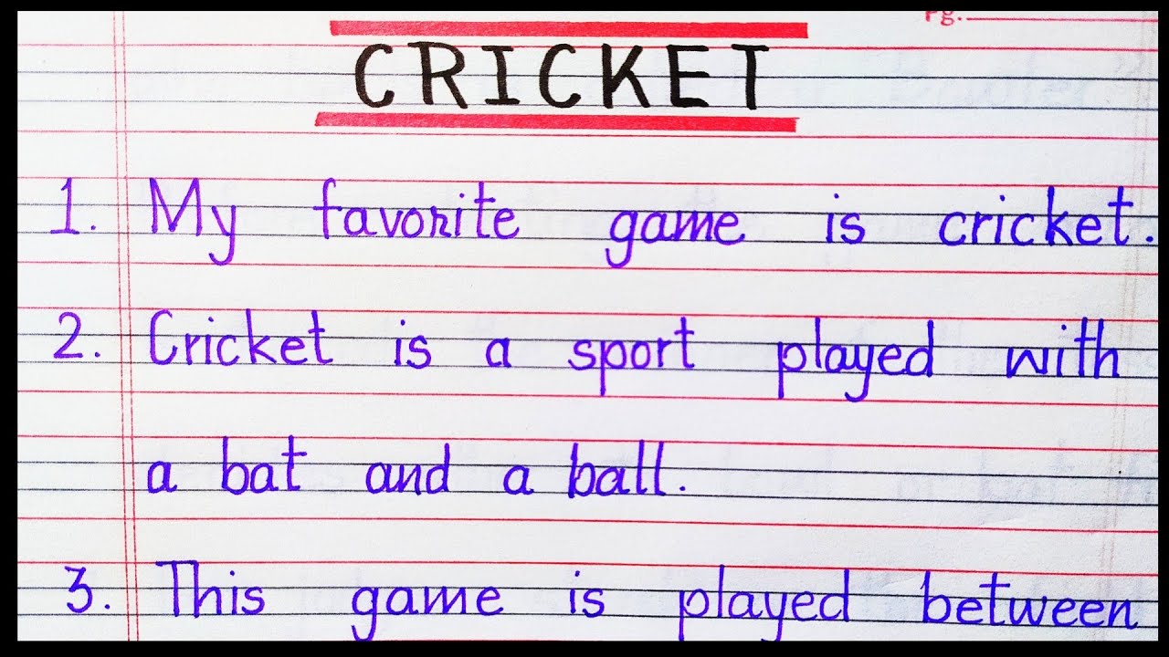essay of cricket for class 2