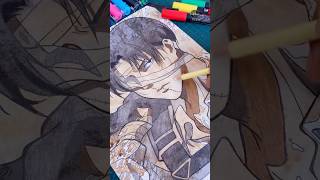 Levi drawing😎✨| Coffee Art #shorts #drawinganime #leviackerman