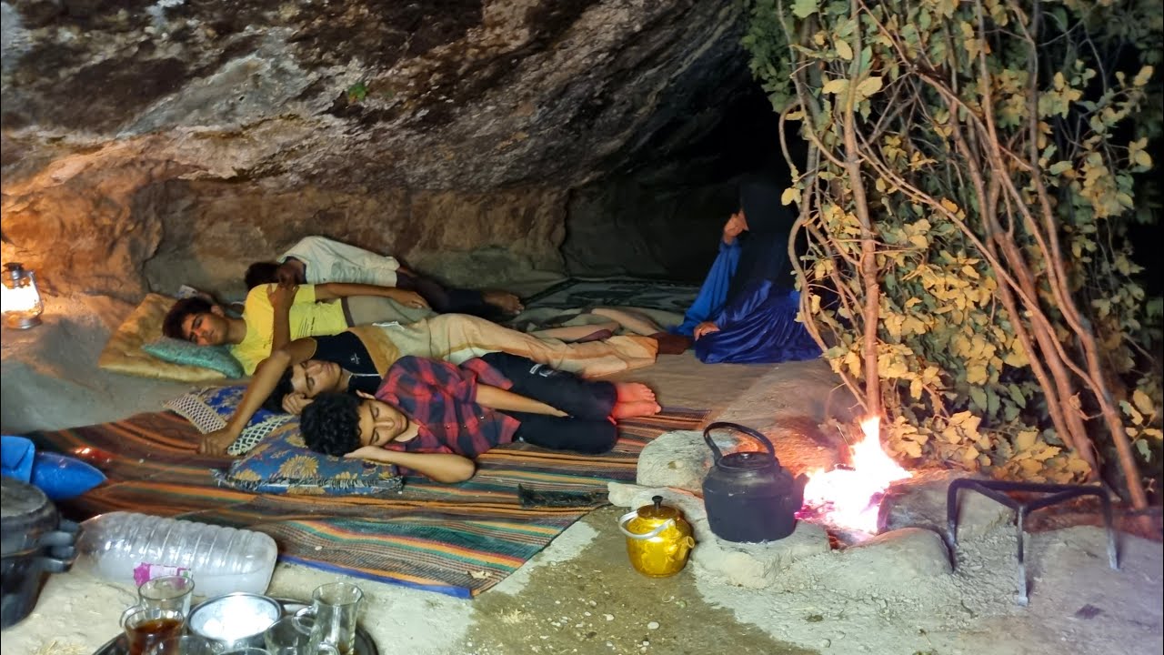 The life of our nomadic family at night in the shelter - YouTube