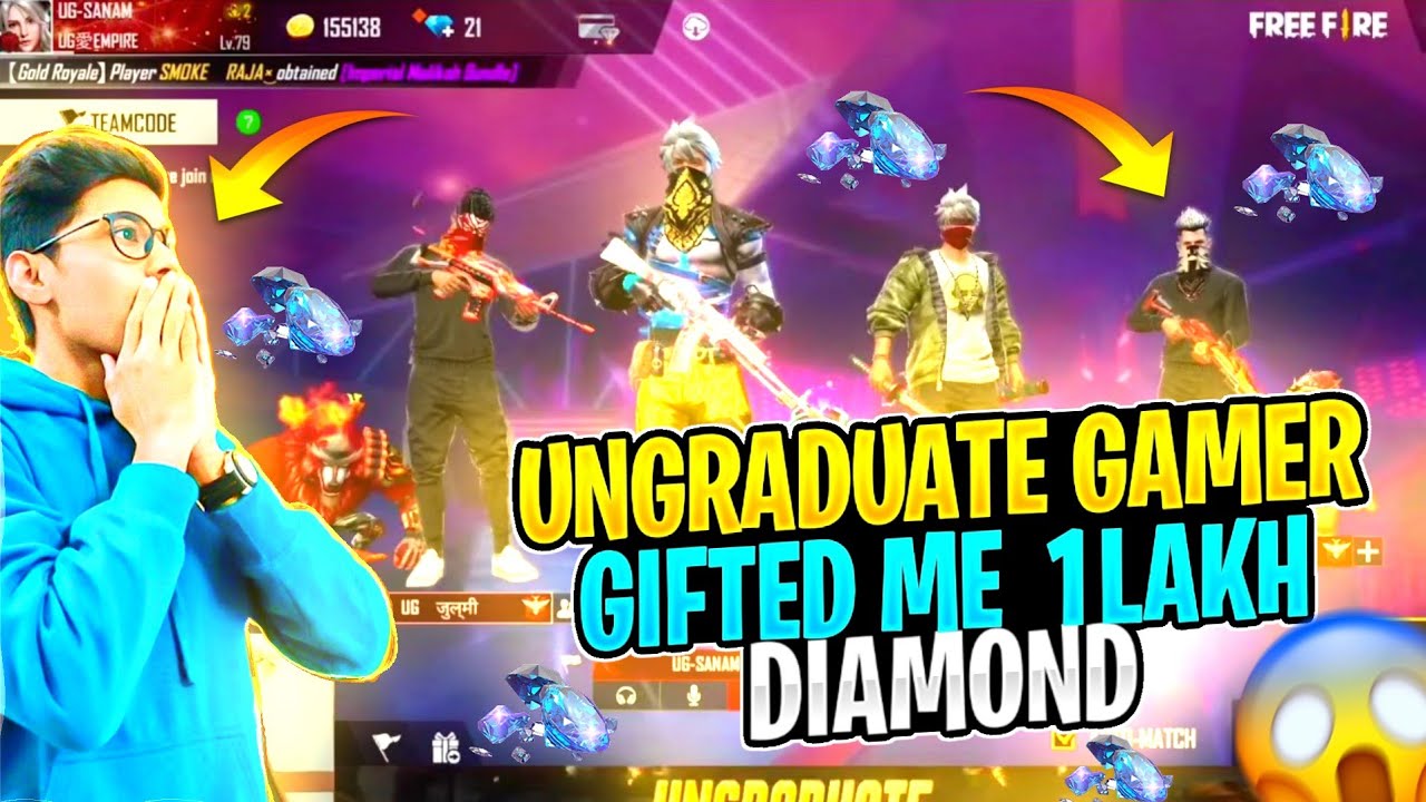 @UnGraduateGamer gifted me 1 lakh diamonds😱😱 | @UnGraduateGamer's reaction on my gameplay🔥🔥