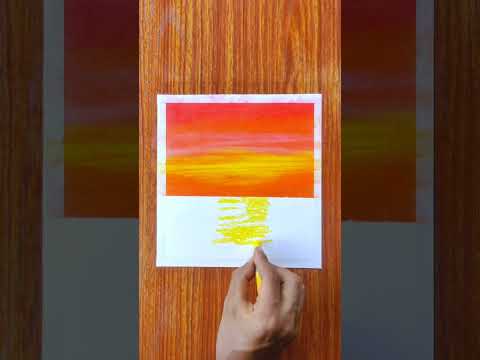 Easy sunset drawing with oil pastels  sunset scenery drawing with oil pastels shorts