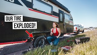 Worst RV Road Trip EVER! Scary Tire Blowout.. Then Our BRAKES WENT OUT!