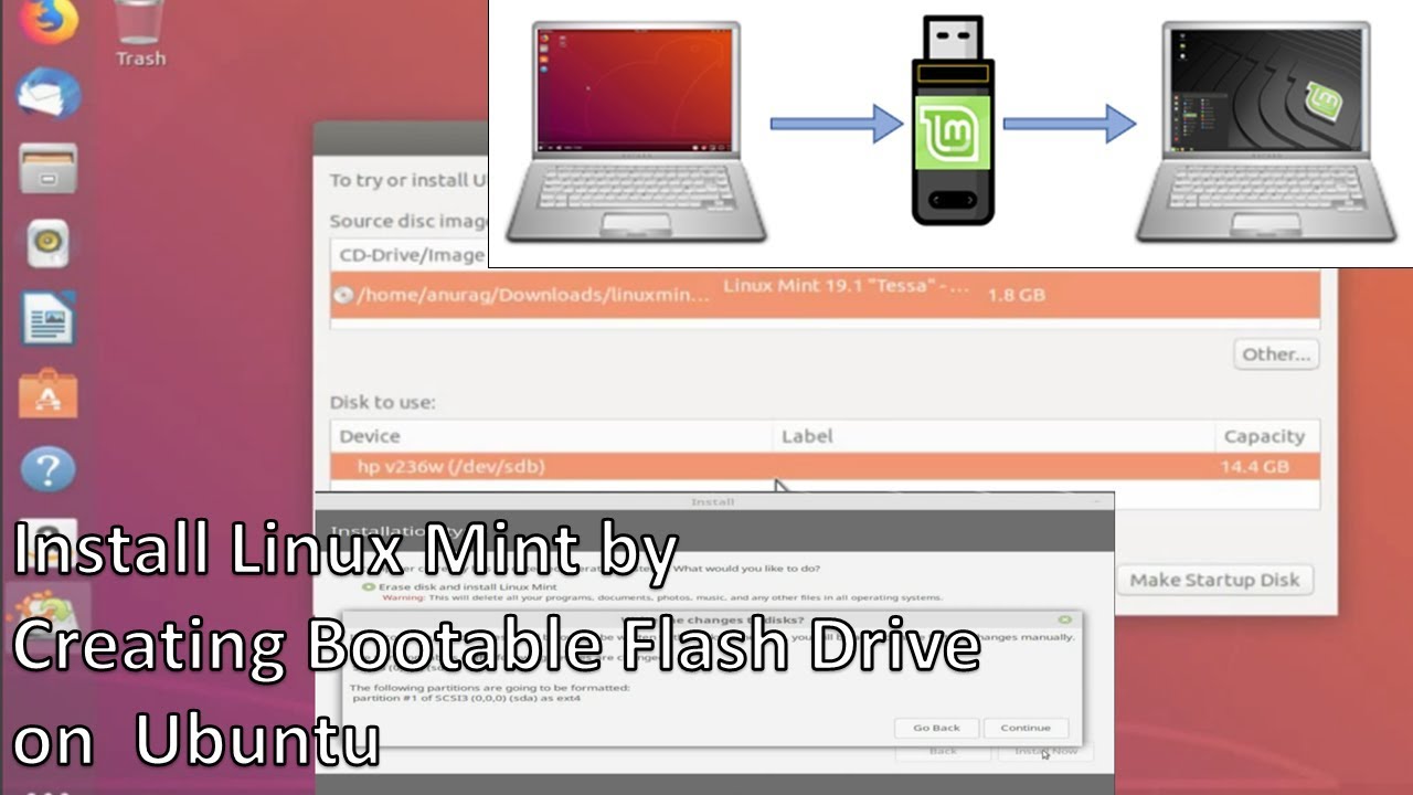 Install Linux Mint by creating Bootable Flash Drive on Ubuntu
