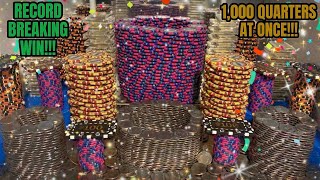 🟢(RECORD WIN) 1,000 QUARTERS AT ONCE!!! HIGH RISK COIN PUSHER $50,000,000 BUY IN!!! (MUST WATCH)