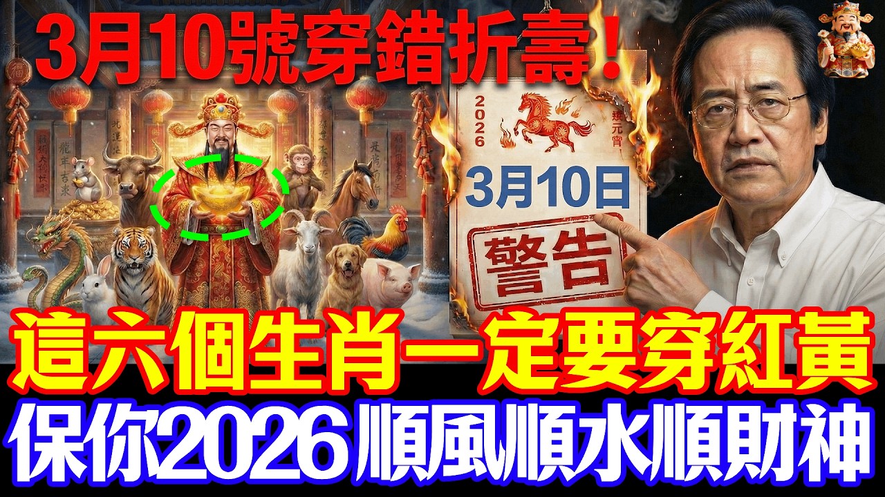 倪海廈預言警告：3月10號必看！扔掉客廳3物，6生肖穿紅黃，保你2026馬年翻天覆地#倪海廈 #黃帝內經 #養生 #國學 #易經 #正月廿二 #開運 #招財 #補財庫 #中醫 #風水 #2026運勢