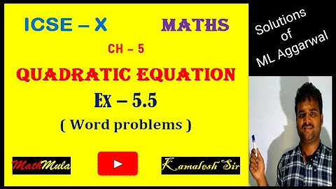 quadratic equation ex-5.5 ICSE class10 || important word problems of quadratic equations #solutions