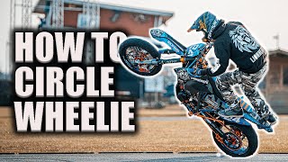 How to Circle Wheelie ( Supermoto ) Tutorial how to Standup Circle Wheelie