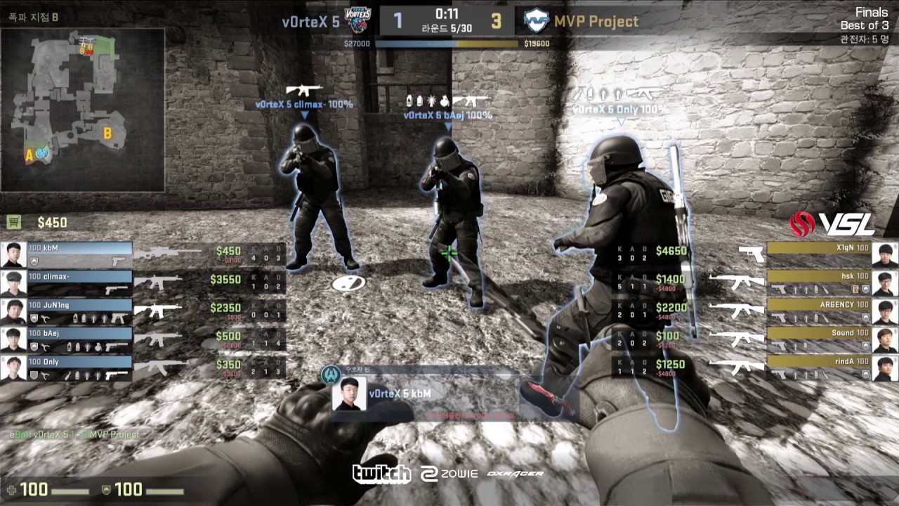 [CS:GO KOREA Fall Season] EP13 Finals 2Set MVP Project vs v0rteX5 (11 ...