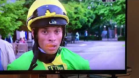 Sean Levey speaking to Jess Stafford after winning...