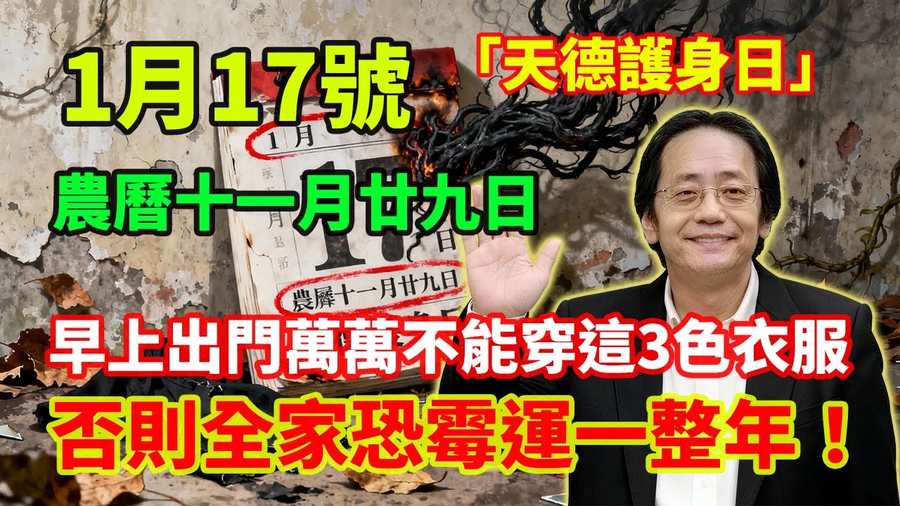 不是迷信！1月17號，農曆十一月廿九日，「天德護身日」，早上出門萬萬不能穿這3色衣服，一旦穿錯，災煞纏身，否則全家恐霉運一整年！