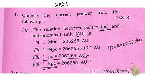 MCQ Astronomy and Astrophysics 2021 and 2023 Dibrugarh University