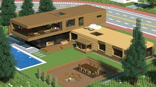 Minecraft Tutorial | Wooden Modern House | Gracium - Modern City #24 by JINTUBE 374,645 views 2 years ago 33 minutes