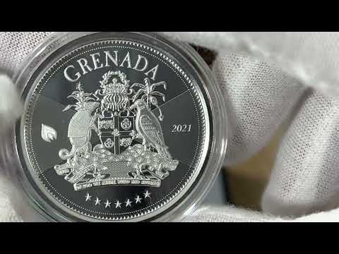 ?? 2021 EC8 Grenada, $2 Grenada Coat of Arms, 1 oz .999 Silver BU coin