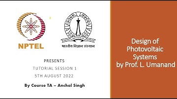 Tutorial session - Week 1 - Design of Photovoltaic Systems
