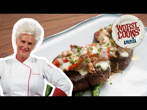 Anne Burrell's Steak Oscar with Sauteed Asparagus | Worst Cooks in America | Food Network