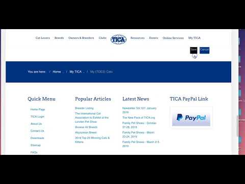 Using TICA.org to enter a show