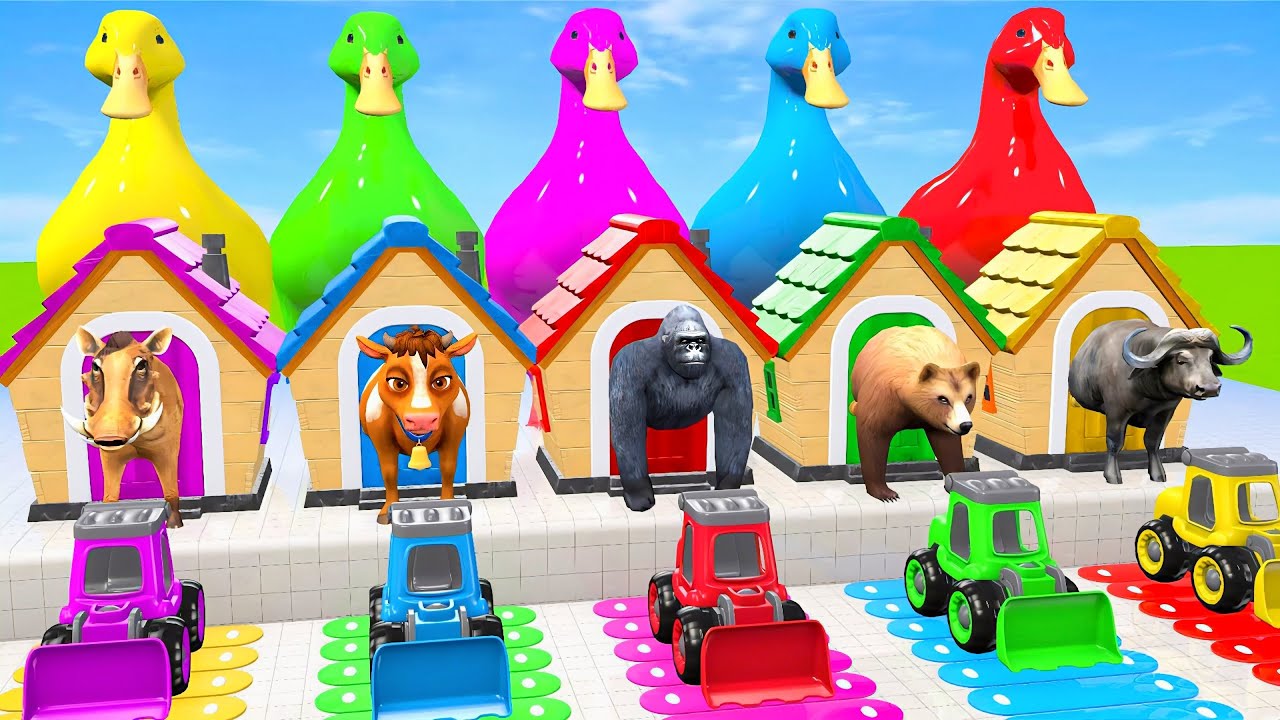 CRAZY 3D Animals Race Down Giant Water Slide! 🤣🦁🐘"