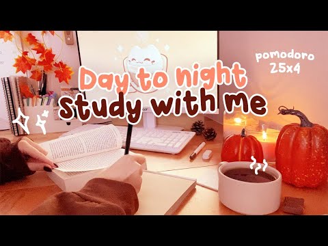 Automne 🍂 Study with me | ☀️ to 🌙 | Sons ASMR en fond + musiques pour les pauses