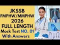 🎯 JKSSB FMPHW/MPHW 2026– Full Length Mock Test No. 01 | Real Exam Practice | By KCSA