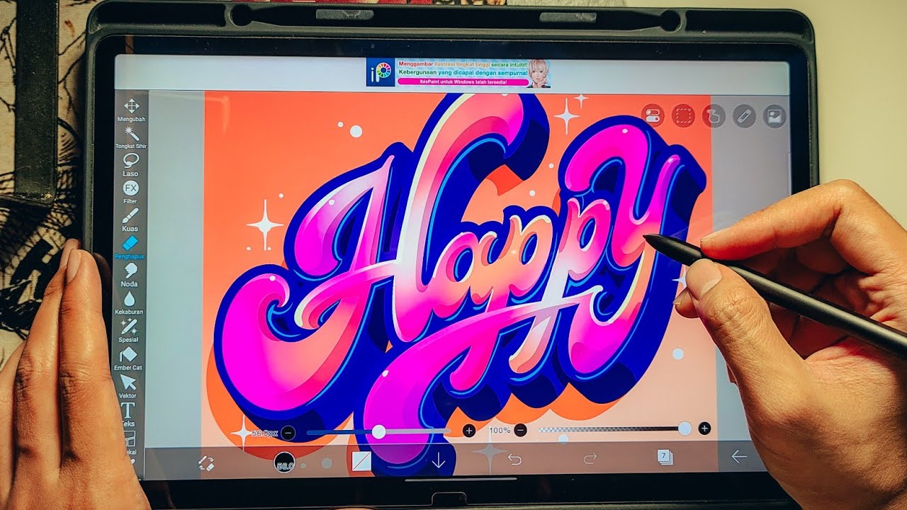 Digital Hand Lettering (Timelapse) - Happy - YouTube