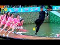 Swinging bridge game chinese water game  try not to laugh  best comedys funny game 123