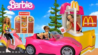 Barbie Doll McDonalds Drive Thru Playset - Barbie Family Orders Food