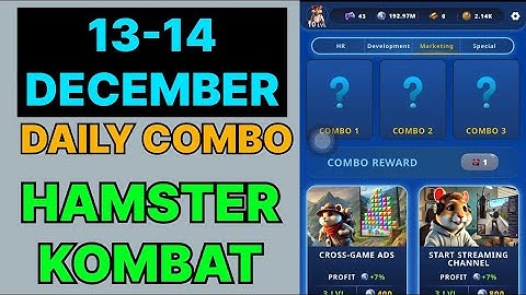 Hamster Kombat Daily Combo | Hamster Kombat Daily Combo Today 13 December I Hamster Kombat Combo