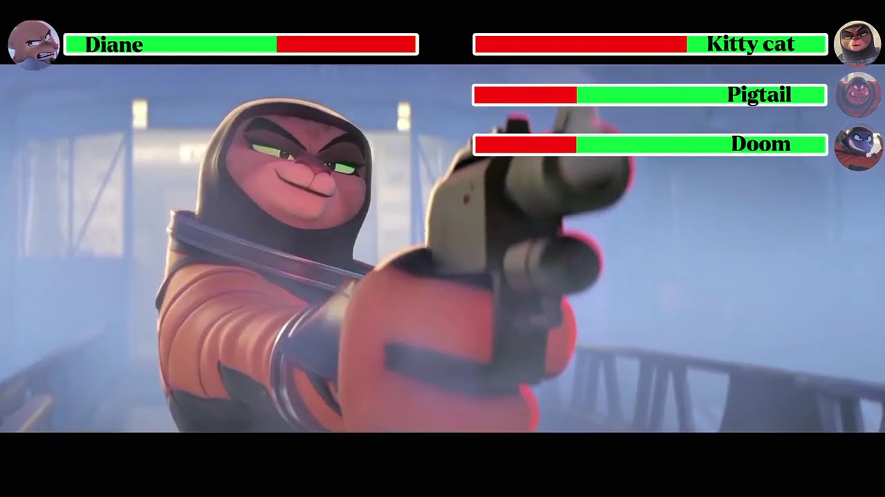 Kitty Kat vs Diane Foxington with healthbars - The Bad Guys 2