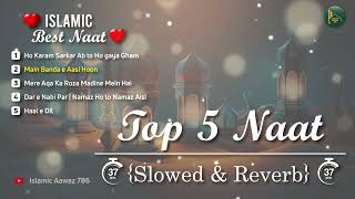 Top 5 Naat [Slowed+Reverb] | Heart Touching \& Relaxing Beautiful Naat Nonstop #lofinaat #bestnaat