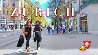 Switzerland Zurich 🇨🇭 Luxury Stroll: Exploring the Beauty of Bahnhofstrasse Shopping street 4K 60fps