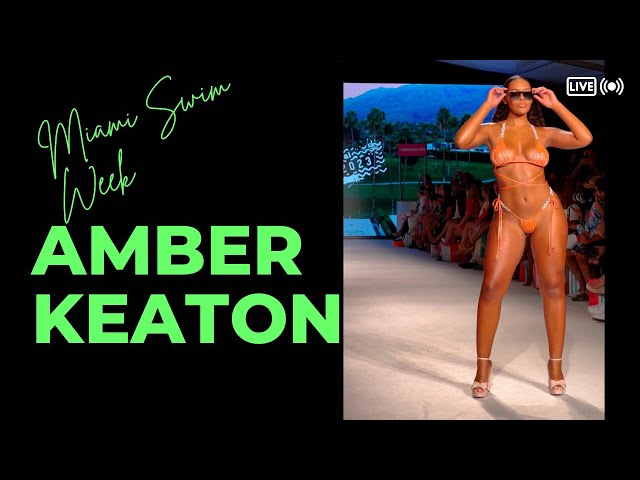 Top model Amber Keaton takes on the runway during Miami Swim Week 2022 class=