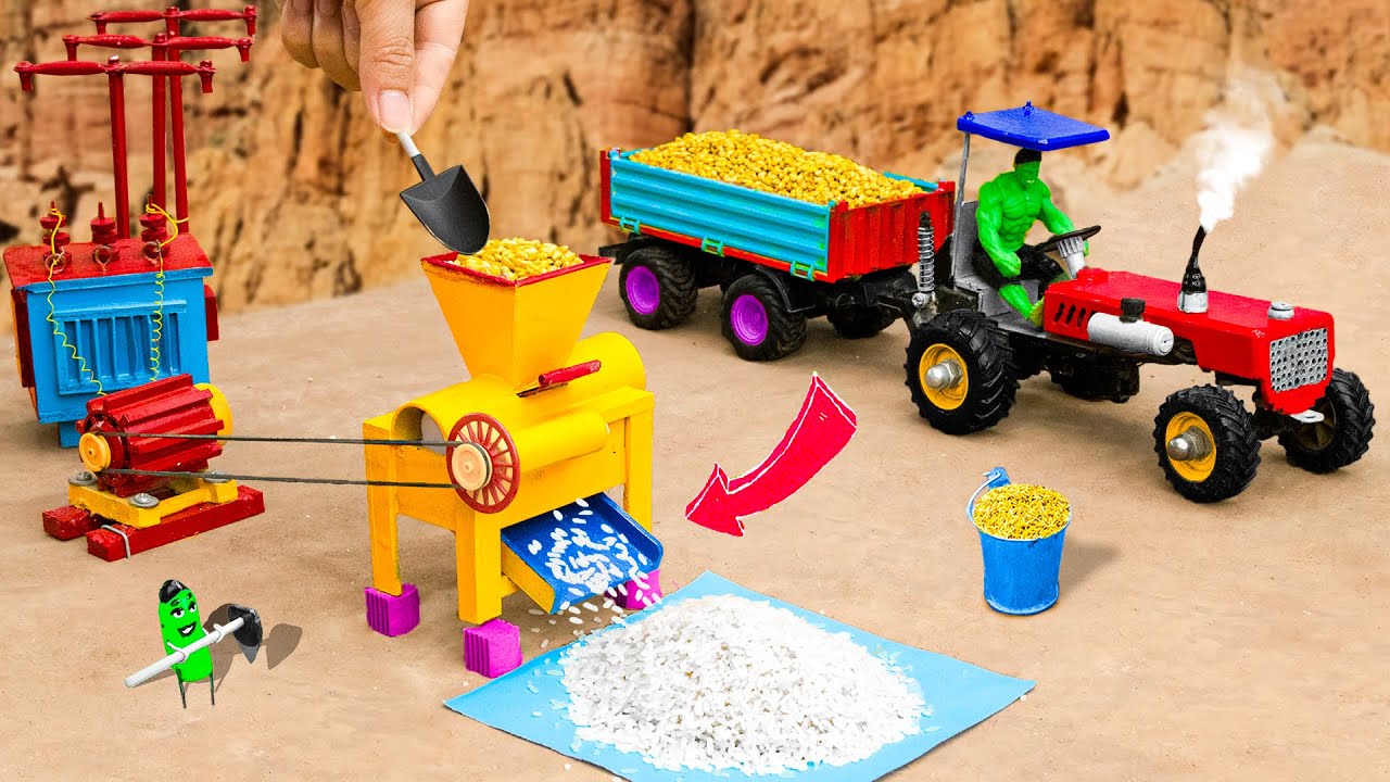 diy mini tractor making mini rice processing machine | mini rice mill ...