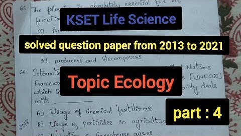 KSET life Science Sloved paper from 2013 to 2021/ Topic: Ecology / Part : 4