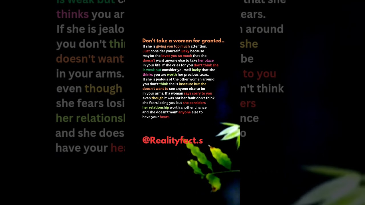 don't take a woman for granted 