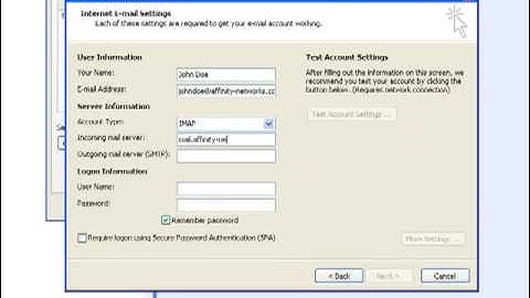 How to Set up Outloook 2007 with Affinity email