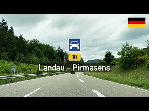 [4KHDR] Driving in Germany: Bundesstraße B10 from Landau in der Pfalz to Pirmasens