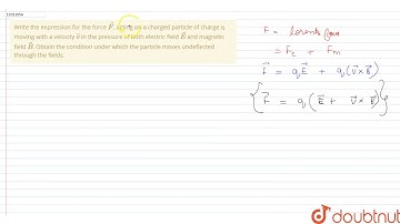 Write the expression for the force `vecF`, acting on a charged particle of charge q