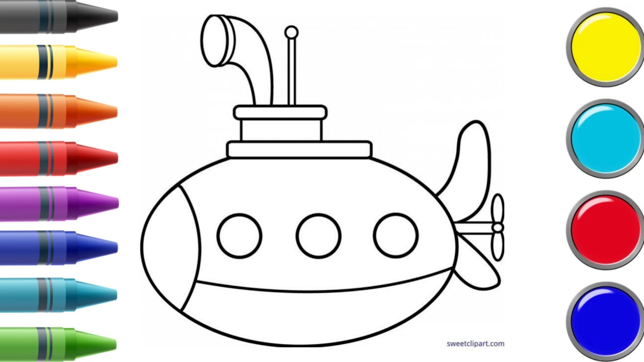How to draw a submarine easy drawing step by step for kids | #submarine ...