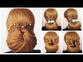 3 Awesome Low Bun Hairstyles 😍 Unique Updo tutorial 😍 Coiffures Simples