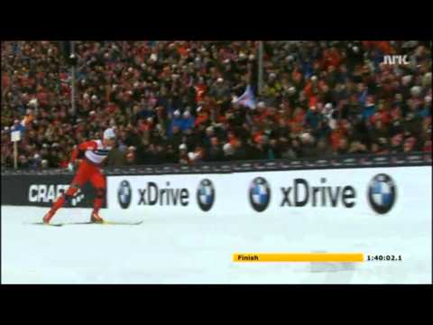 Petter Northug går sidelengs i mål! Ski VM Oslo 2011