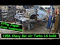 1954 Chevy Bel Air Turbo LS build, Pulling motor and mocking Jaguar suspension.